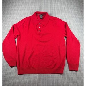 Jos A Bank Travelers Collection Sweater Mens Medium Red Merino Wool Cozy Knit